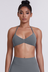 Women's Seamless Pleated Halterneck Sports Bra