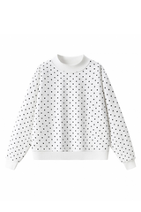 Unisex Fall Cozy Fleece Polka Dot Mockneck Sweatshirt