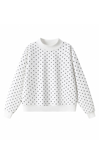 Unisex Fall Cozy Fleece Polka Dot Mockneck Sweatshirt