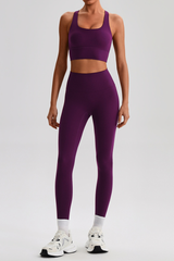 Women's Bare Feel  Cross Back Bra & High Waist Leggings Set