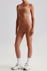 Women's Bare Feel Cross Back Bra &High Waist Shorts Yaga Set