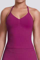 Knit Halter Sports Bra - Seamless Breathable Yoga & Workout Top