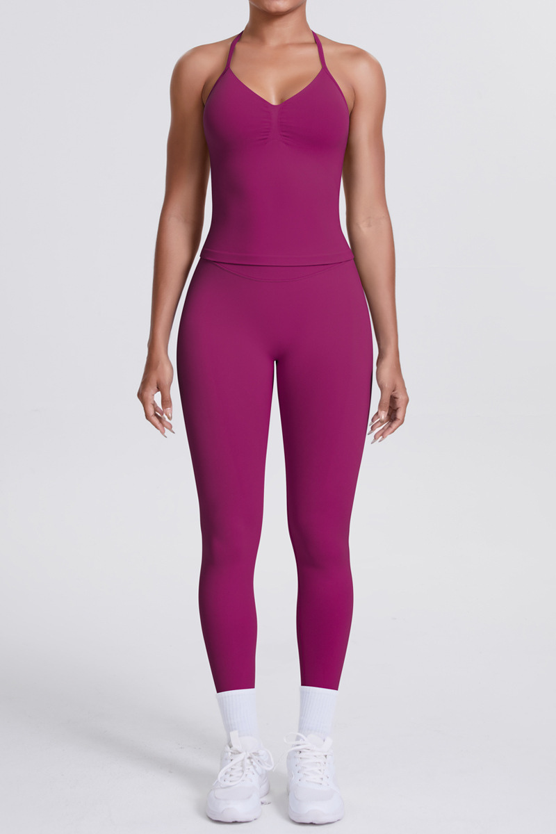 High-Waist Seamless Yoga Set - Halter Neck, Quick-Dry Fitness Outfit