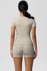 Women Yoga Set: Quick Dry Breathable Short Sleeve + Shorts