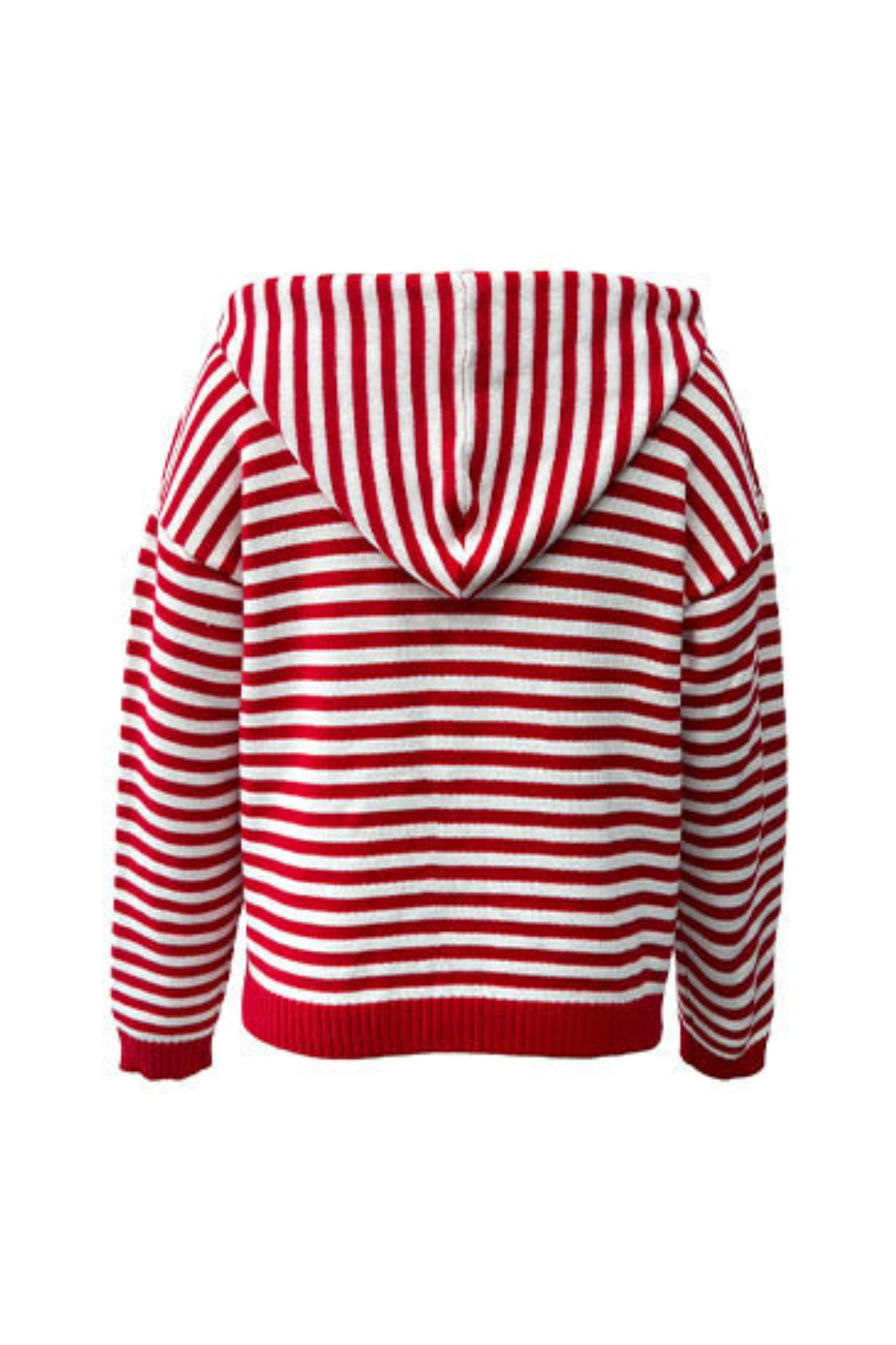 Women's Winter Striped Two-Way Zipper Hooded Knit Cardigan