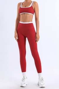 Women's Polka Dot Wide Strap Bra & High Rise Leggings Set