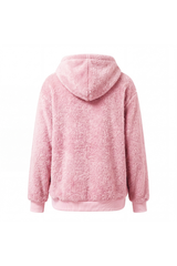 Women's Plush Long-Sleeve Drawstring Hoodie with Pet Pouch
