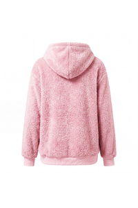 Women's Plush Long-Sleeve Drawstring Hoodie with Pet Pouch