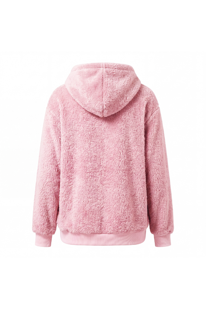 Women's Plush Long-Sleeve Drawstring Hoodie with Pet Pouch