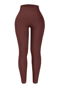 Women High-Waist Ribbed High-Waist Leggings