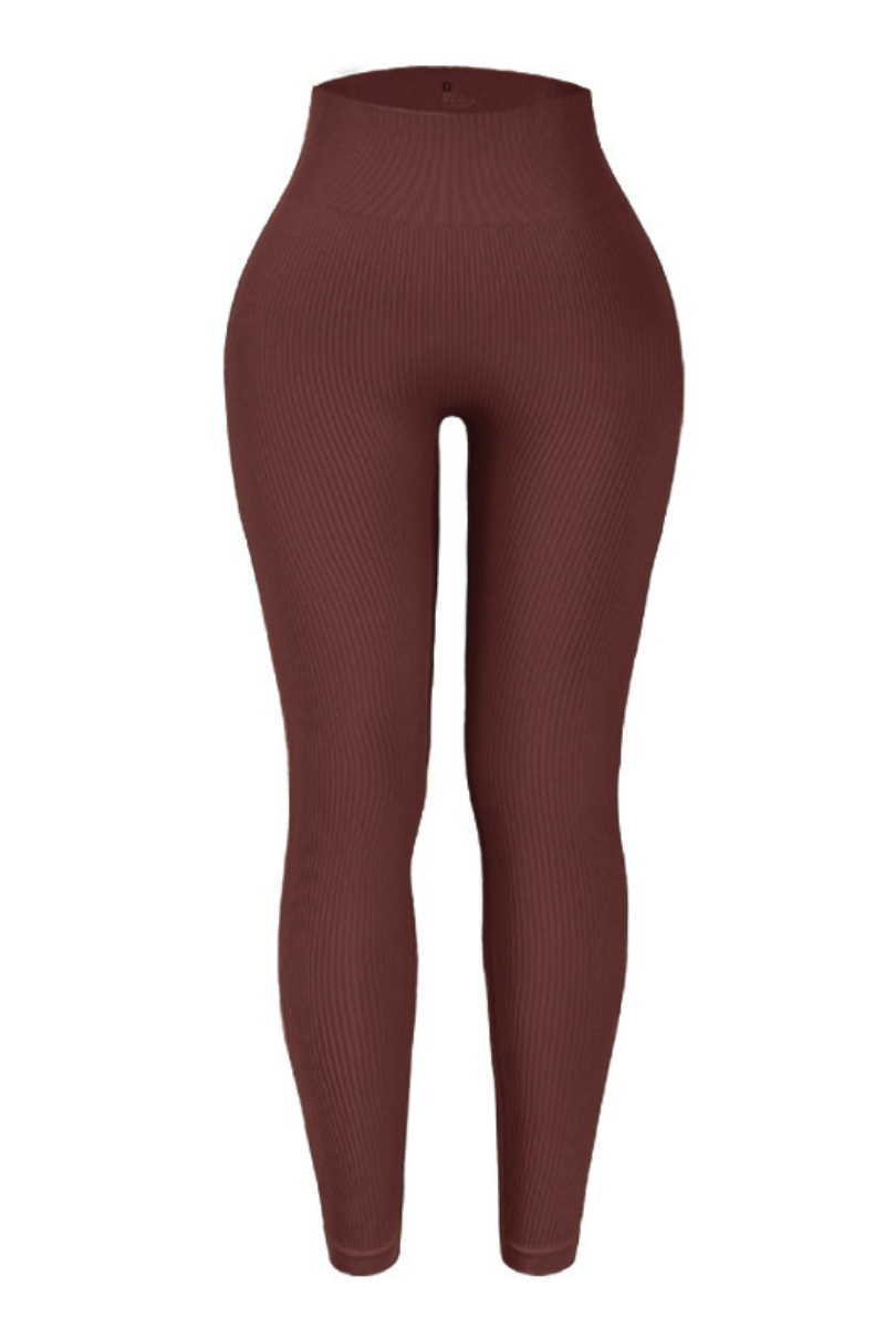 Women High-Waist Ribbed High-Waist Leggings
