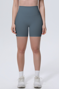 Women's Athletic High-Waisted Solid Yoga Shorts