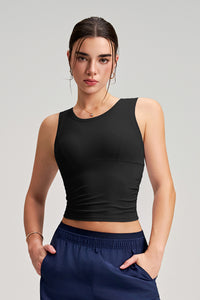 Women Fixed-Cup Ruching Quick-Dry Workout Sports Bra