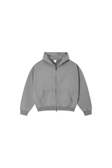 Men's Fall 100% Cotton Retro Boxy Two-Way Zip Hooded Jacket
