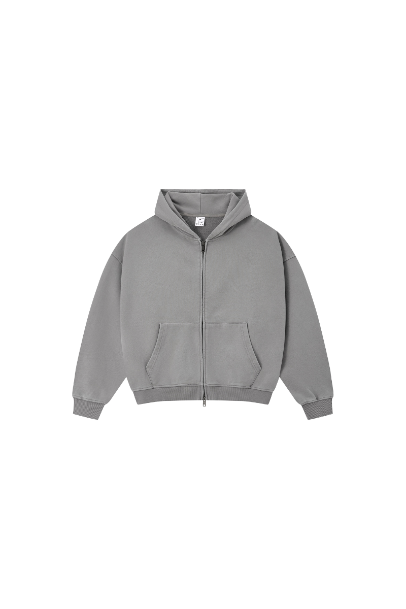 Men's Fall 100% Cotton Retro Boxy Two-Way Zip Hooded Jacket