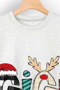 Christmas Print Crew Neck Loose Pullover Sweatshirt