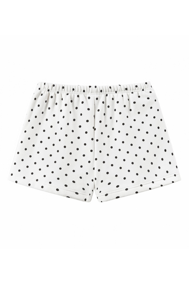 Unisex Fall Polka Dot Elastic Waist Drawstring Casual Shorts