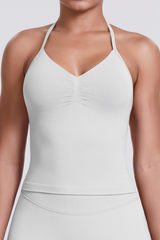 Knit Halter Sports Bra - Seamless Breathable Yoga & Workout Top
