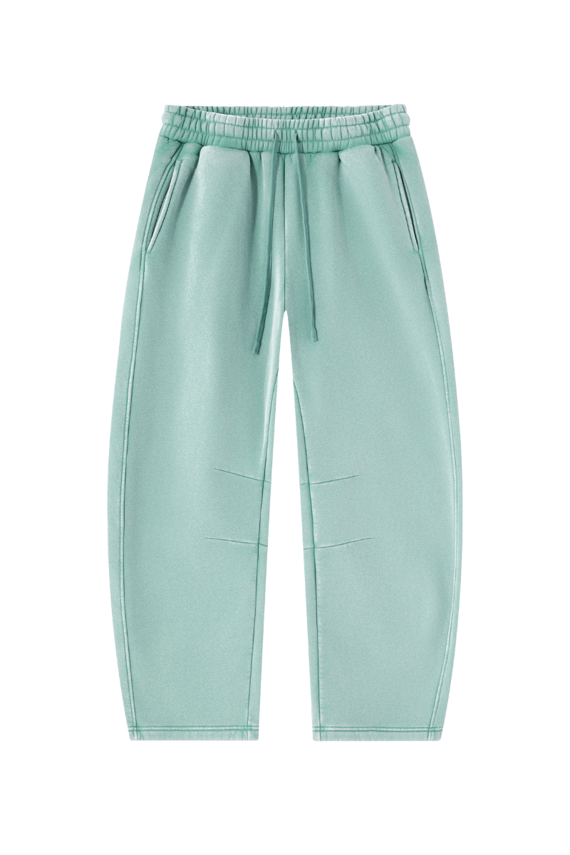 Unisex Fall Fleece Elastic Waist Curved Wide Leg Sweatpants