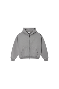 Unisex Fall 100% Cotton Retro Boxy Two-Way Zip Hooded Jacket