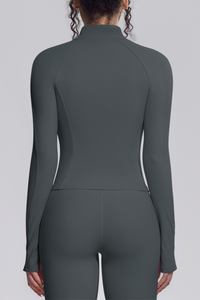 Women's Stand Collar Full Zip Slim Fit Workout Yoga Jacket