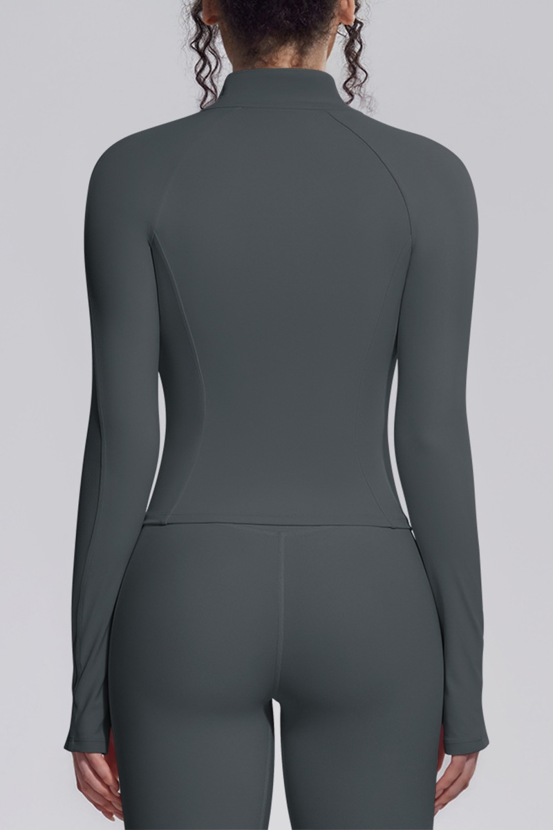 Women's Stand Collar Full Zip Slim Fit Workout Yoga Jacket