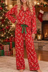 Women's Candy Cane Long Sleeves Christmas Pajama Set