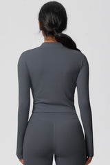 Women's round neck front zipper sports jacket