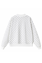 Unisex Fall Cozy Fleece Polka Dot Mockneck Sweatshirt