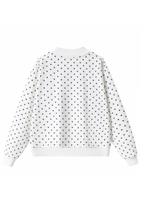 Unisex Fall Cozy Fleece Polka Dot Mockneck Sweatshirt