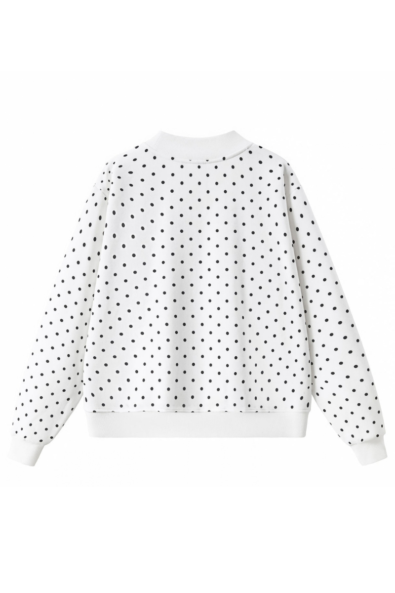 Unisex Fall Cozy Fleece Polka Dot Mockneck Sweatshirt