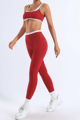 Women's Polka Dot Wide Strap Bra & High Rise Leggings Set