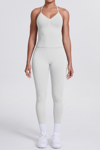 High-Waist Seamless Yoga Set - Halter Neck, Quick-Dry Fitness Outfit