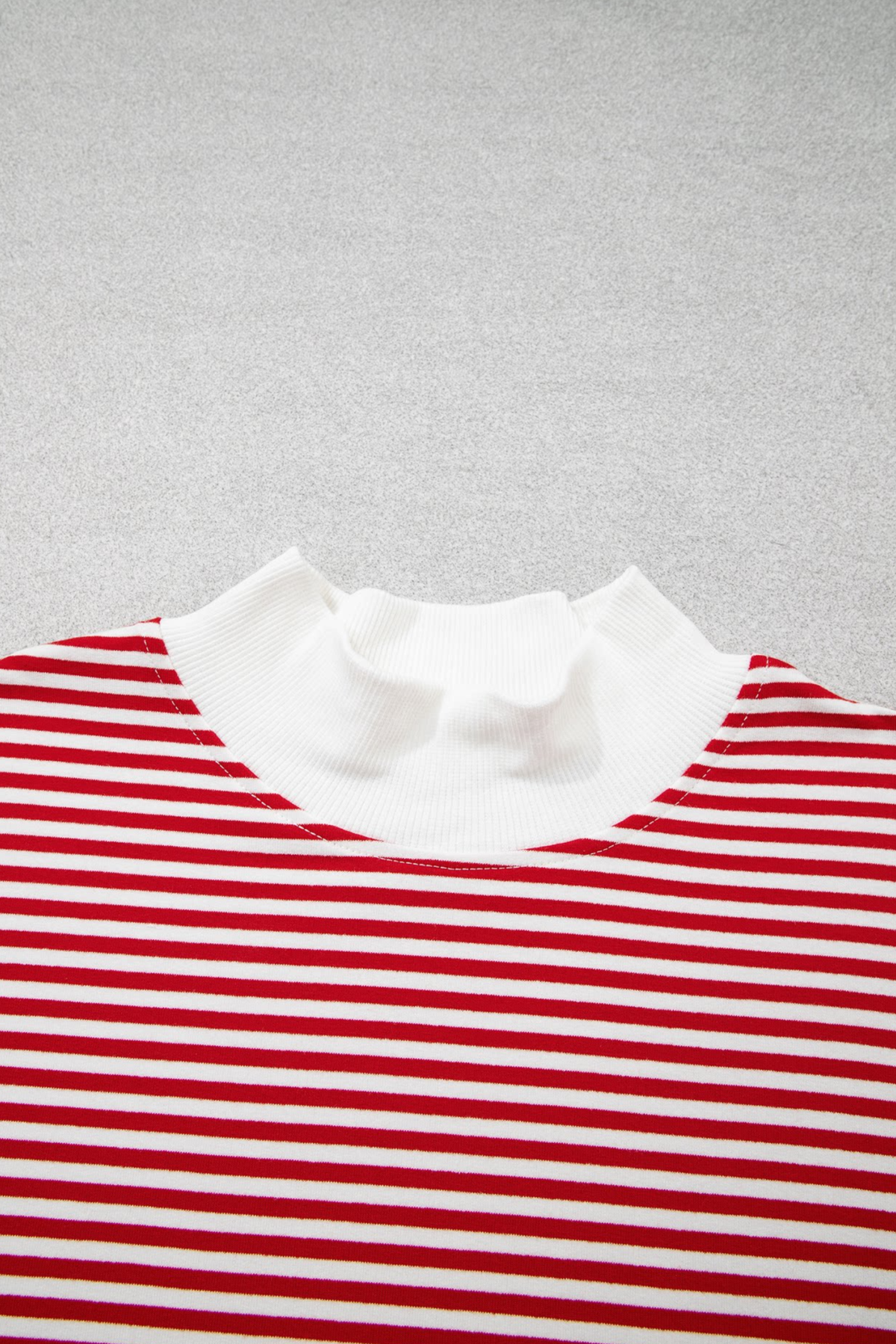 Women's Loungewear Sets:Striped Mock Neck Sweatshirt &Shorts