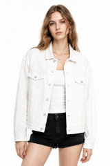 Women's Fall 100% Cotton Oversized Washed Denim Jacket