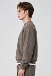 Men's Fall Minimal Relaxed Drop ShoulderCrew Neck Sweatshirt