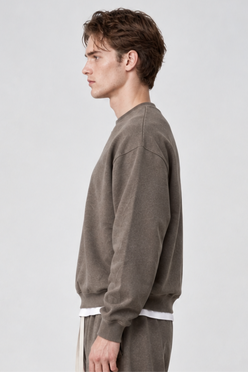 Men's Fall Minimal Relaxed Drop ShoulderCrew Neck Sweatshirt