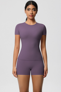 Women Yoga Set: Quick Dry Breathable Short Sleeve + Shorts