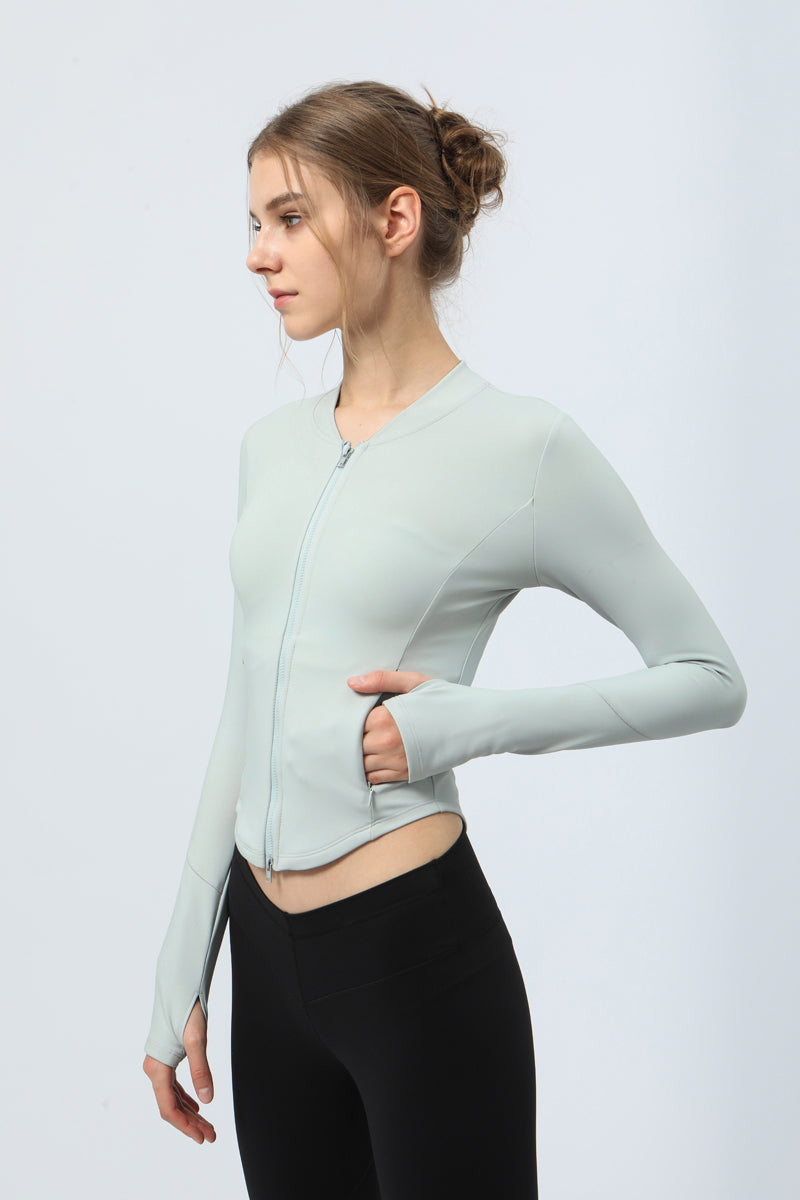 Women's Long-Sleeved Double Zipper perfermance Jacket