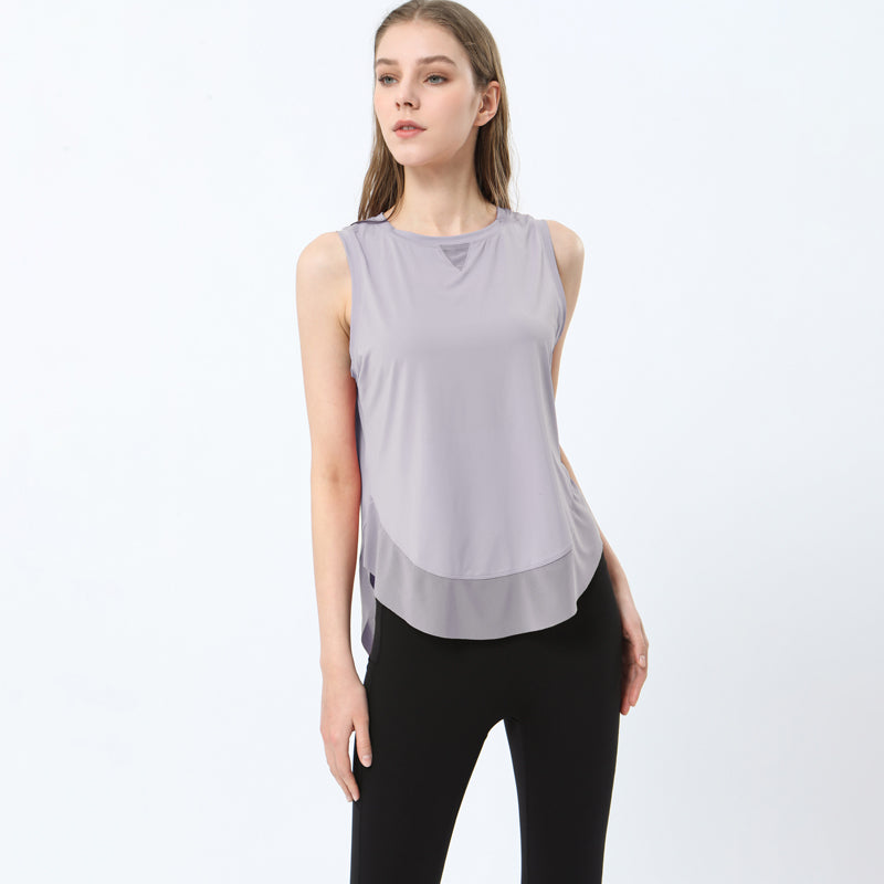 Solid Mesh Insert  Tank Top