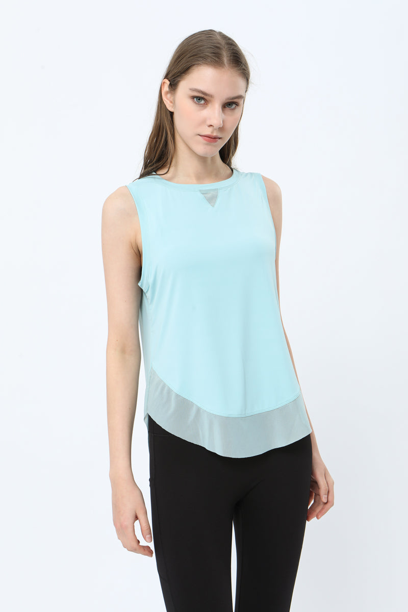 Solid Mesh Insert  Tank Top