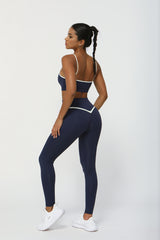 2 Pcs Set Women'S Color Contrast Yoga Bra + Yoga Leggings