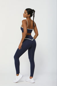 2 Pcs Set Women'S Color Contrast Yoga Bra + Yoga Leggings