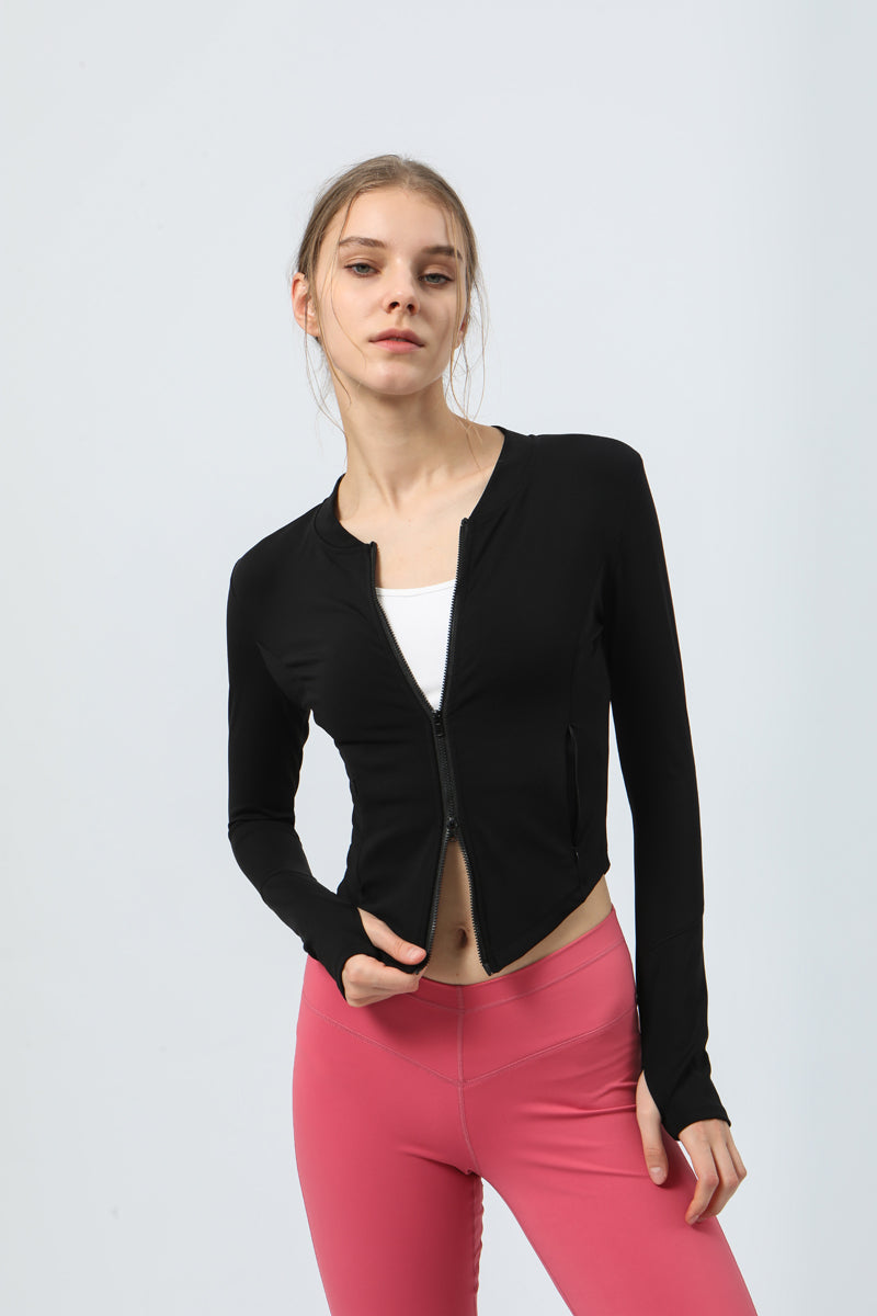 Women's Long-Sleeved Double Zipper perfermance Jacket