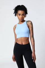 Double Side Brushed Crossed Straps Sports Bra