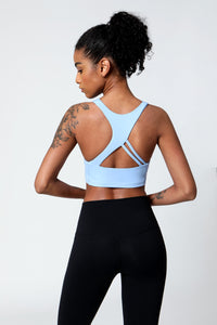 Double Side Brushed Crossed Straps Sports Bra