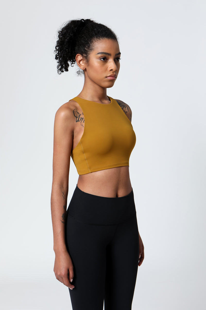 Double Side Brushed Crossed Straps Sports Bra