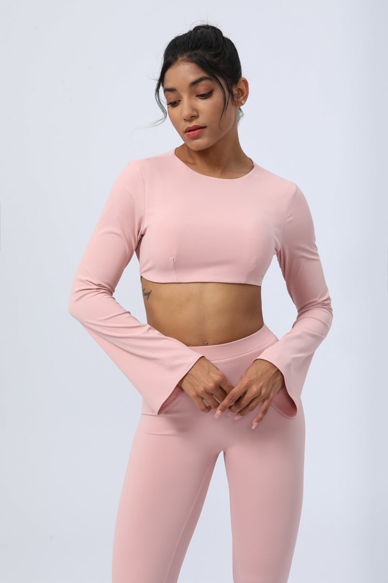 Women's  Long Sleeve  Chest Pad  Sport Crop Top