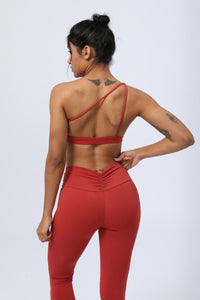 One Shoulder Backless  Cropped  Sport Bra