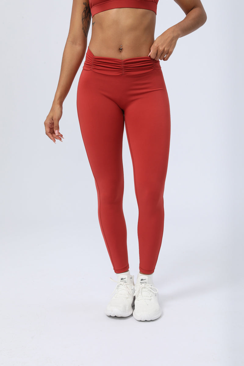 Women's Nude Pleated Waist  Hip Lift Leggings